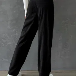 gibbonte Pack of 2 Women Loose Fit Pink, Black Lycra Blend Trousers image 2