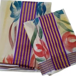 Atex 2x2.5mts Set Mundu/ Women Mundu with Hand Paint Woven, Striped, Floral Print Women Dhoti-image-35