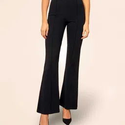 koty Women Regular Fit Black Viscose Rayon Trousers-picture-24