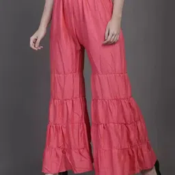tandul Women Regular Fit Pink Viscose Rayon Trousers image 3