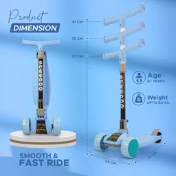 nhr Scooter 3 Level Height Adjust & Foldable with LED Rotary Light Up Wheels image 2