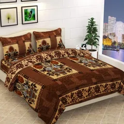 ardm Woolen Double Flat 400 TC Floral Bedsheet-picture-19