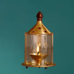 twilight Designer Akhand Diya for Pooja Room | Brass with Protective Glass Brass, Glass Table Diya-picture-48