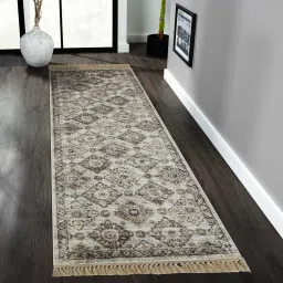 obsessions Cream and Brown Persian 2x7 Feet Machine Made Runner image 1