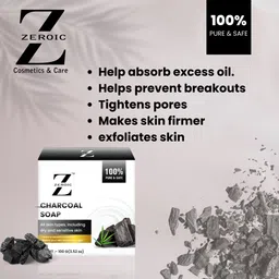zeroic Charcoal Soap (100g, Pack of 1) Control & Acne Defense Sulfate & Paraben-Free image 4