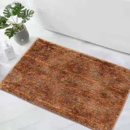 Orange Geometric Microfibre 23x15 Inches AntiSkid Bath Mat by Luxe Home International-image-44