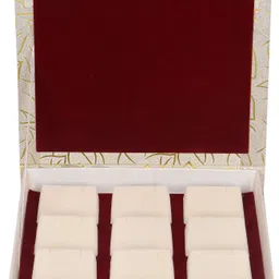 haritha creations Gold Earring Box White & Red Velvet 12 set of Earring Holder (8:7 inch) EARRING ORGANISER Vanity Box image 2