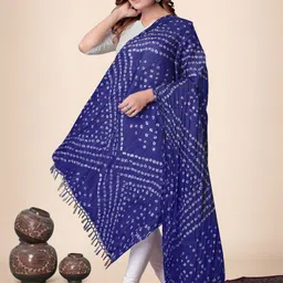 ebadat Art Silk Polka Print Blue Women Dupatta image 4