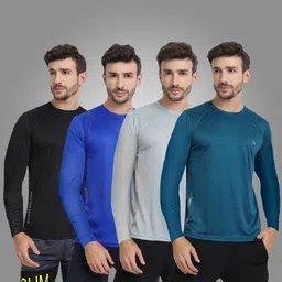 ftx Pack of 4 Men Solid Round Neck Polyester Multicolor T-Shirt-picture-43