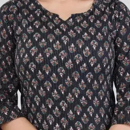 mezgwon Women Top & Pyjama Set Black Printed image 4