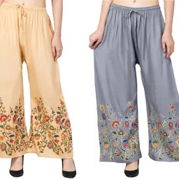 zalorawear Pack of 2 Women Comfort Fit Multicolor Cotton Blend Trousers image 1