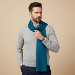 muffly Solid Pure Wool Men Blue Stole-picture-10