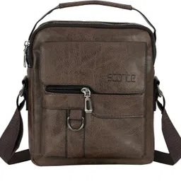 storite Brown Men Sling Bag Stylish PU Leather Sling Cross Body Travel Bag for Men-picture-22