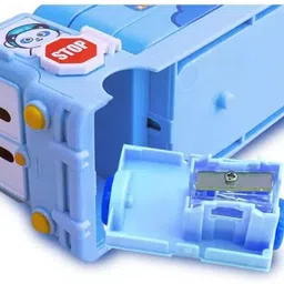 extraposh Bus Shape Pencil Box School Bus Metal Geometry Box Random color pack of 1 Geometry Box image 3