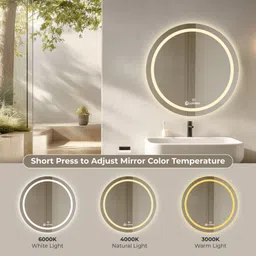 luppra Round 24x24 Inch Wall-Mounted LED Mirror Bathroom Mirror image 3