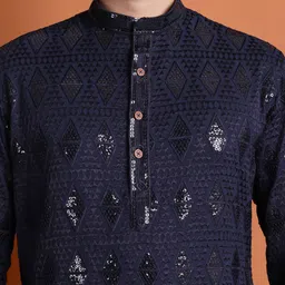 tibra Men Embellished, Embroidered Viscose Rayon Straight Kurta image 4