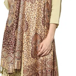 weavers villa Woven Viscose Women Maroon Scarf, Stole, Fancy Scarf image 3