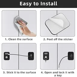 ecobsy Refrigerator Door Lock with Key Fridge & Freezer Lock with Strong Steel Cable image 5