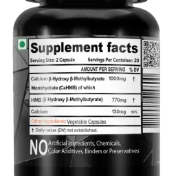 NutriJa Lifesciences HMB 1000MG Capsules (Beta-Hydroxy Beta-Methylbutyrate) - Pure HMB image 2