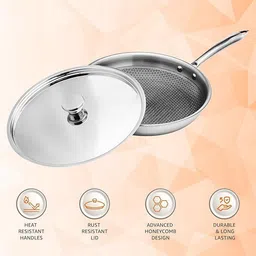 aramex Non-Stick Triply Stainless Fry Pan 26 cm diameter with Lid 1.7 L capacity image 3