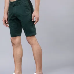 highlander Solid Men Dark Green Chino Shorts image 2
