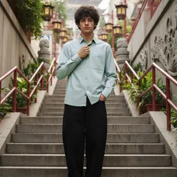 glitchez Men Oversized Fit Solid Casual Shirt image 4