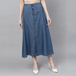 sassafras Women Solid A-line Blue Skirt-picture-19