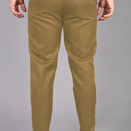 streetvibes Men Regular Fit Khaki Cotton Blend Trousers image 2