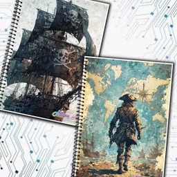noteit Vintage Map & Pirate Ship Covers A5 Notebook unruled 200 Pages image 5