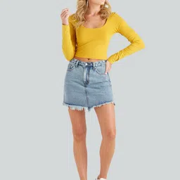 trends tower Casual Regular Sleeves Solid Women Yellow Top image 4