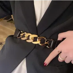 sunshopping Women Casual Black, Gold Nylon Belt-picture-15