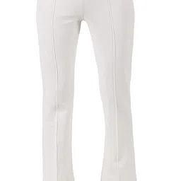 Women Regular Fit White Lycra Blend Trousers-image-6