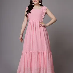 aayu Women Fit and Flare Pink Maxi/Full Length Dress-picture-25