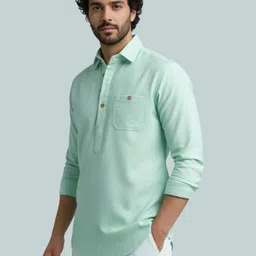 vashuqi Men Solid Cotton Blend A-line Kurta-picture-16