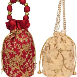 Women Maroon, Beige Potli-image-73