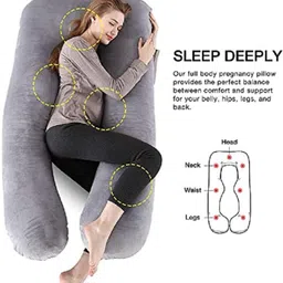 anvansa ultra soft u shape pregnancy pillow Microfibre, Polyester Fibre Solid Pregnancy Pillow Pack of 1 image 2