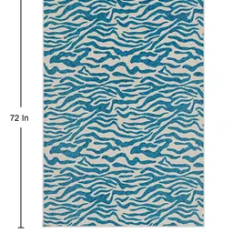 kaleen india Blue Abstract Polyester 4' X 6' Machine Made Carpet image 3