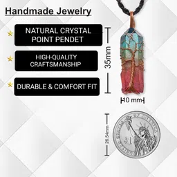 stone coater Crystal Necklace With Copper wire Wraped Titanium Crystal Crystal Pendant image 5