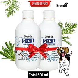 breedo (Pack of 2) Dog & Cat 5 IN 1 Shampoo Conditioner Shampoo (Total 500 ml) Allergy Relief, Conditioning, Anti-fungal, Anti-microbial, Anti-itching, Anti-dandruff Natural Dog Shampoo-picture-34