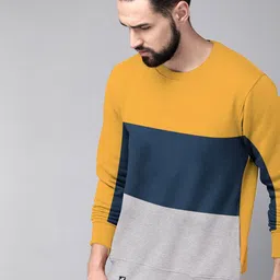 jump cuts Men Full Sleeve Color Block Sweatshirt image 2