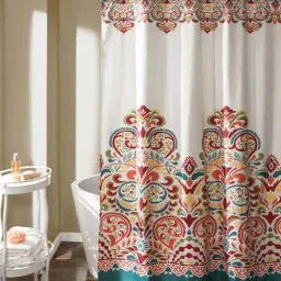 homewards White Shower Polyester 6 Ft Semisheer Eyelet Shower Curtain-picture-37