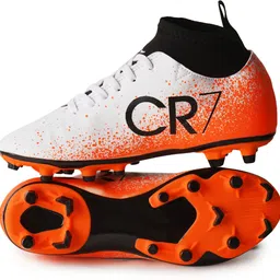 axpro CR7 Ronaldo White Ankle Synthetic TPU Studs Football Shoes For Men image 1