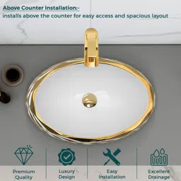 plantex Ceramic Basin for Bathroom/Table Top Basin/Washbasin for Bathroom - (EQTT-593) Counter Top image 3