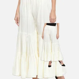 bcz Women Regular Fit White Viscose Rayon Trousers image 3