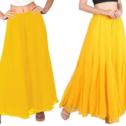 affleon Pack of 2 Women Flared Multicolor Georgette Trousers-picture-14