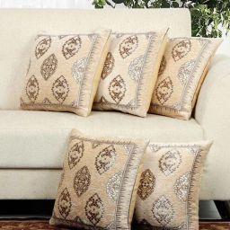 bella true Cream Abstract Chenille 16 x 16 Inches Cushion Covers (Set of 5)-picture-3