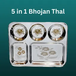 wektu Bhaojan Thal/5 in 1 Thal/stainless steel/Laser Print/1PC/212 Dinner Plate-picture-28