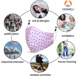 cenwell WOMEN PINK 100% Cotton Protective Fashionable Fabric N95 Cotton Face Mask Women with Adjustable Earloop ,Adjustable Strap & Free Hand Sanitizer, Anti-pollution, Anti-virus and Anti-bacterial Fabric N95 PINK MASK Water Resistant, Reusable, Washable Cloth Mask With Melt Blown Fabric Layer image 2