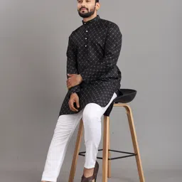 z zedup Men Printed Cotton Blend Straight Kurta image 4