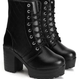 kliev paris Women's Round Toe Boots Lace Up Chunky Block Heel Boots for Women Boots For Women image 4